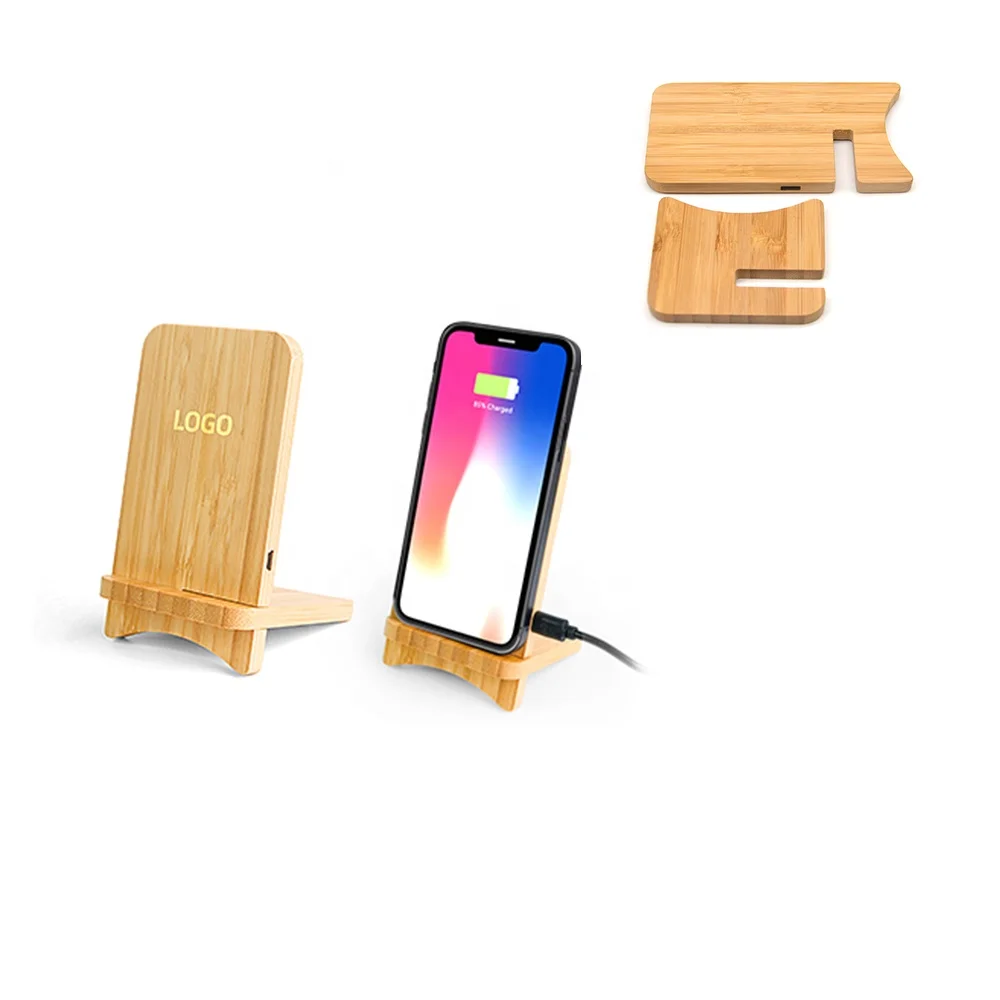 

Bamboo Desktop Wireless Charger Stand Wooden Phone Stand Wireless Charger