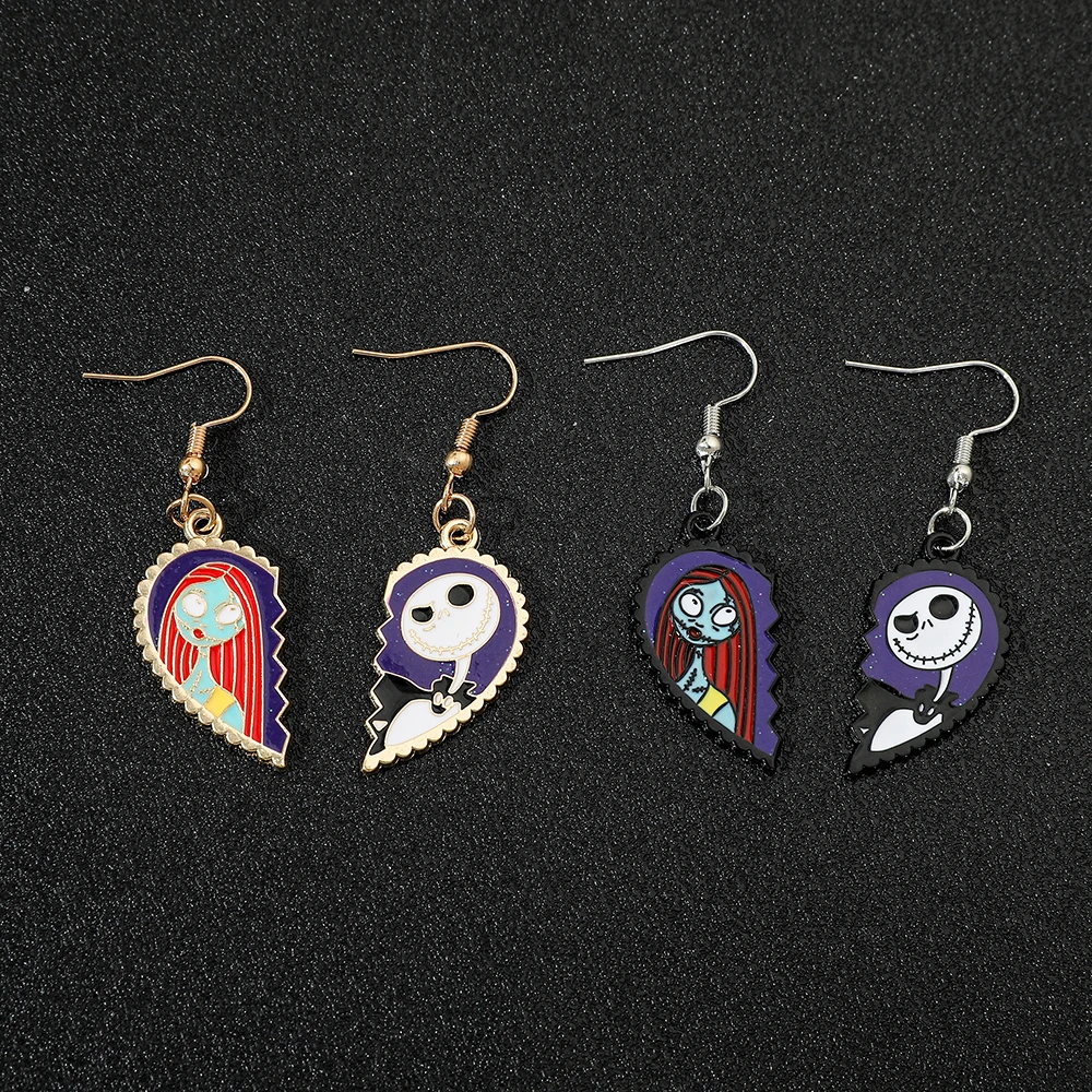 Disney Nightmare Before Christmas Earring Jack Sally Movie Figures Fashion Trend Earrings For Girls Cosplay Halloween Party Gift