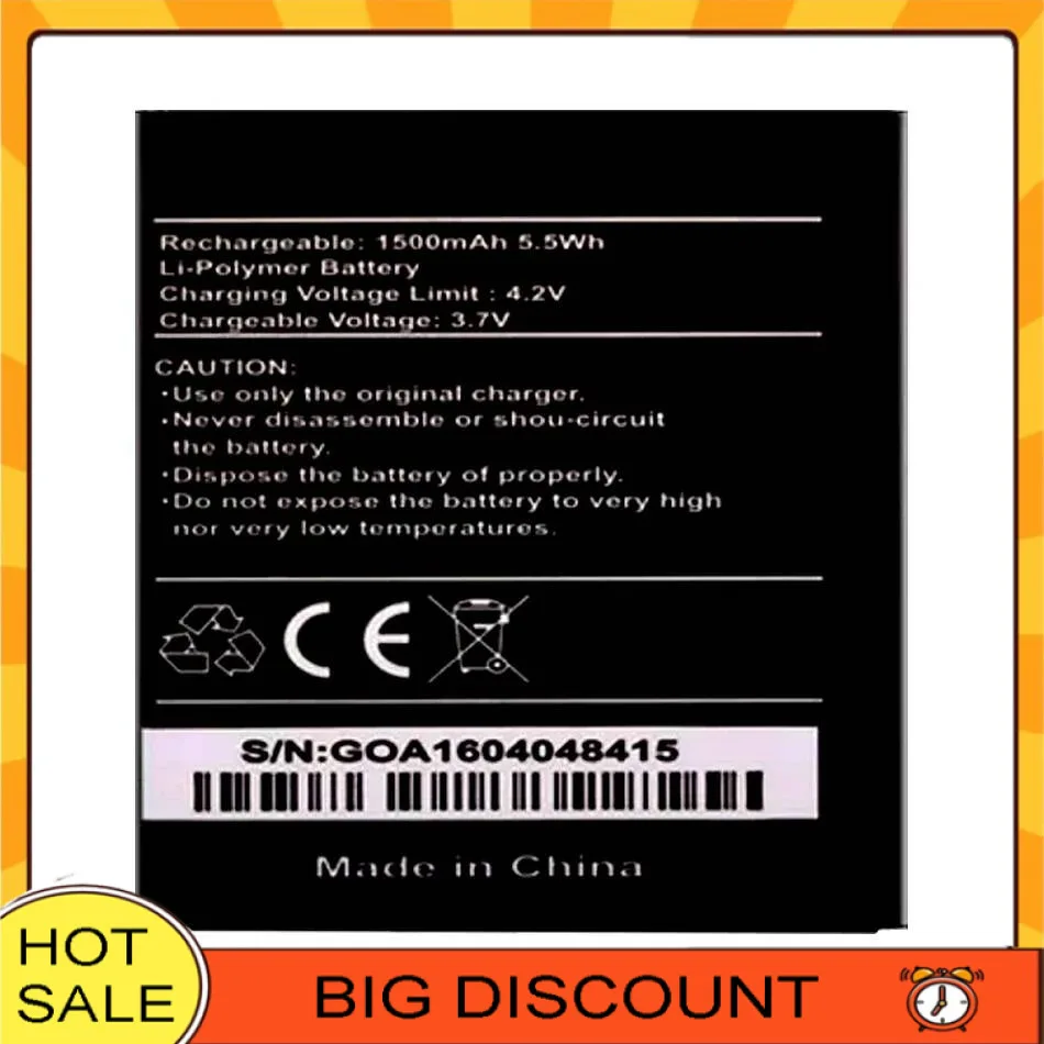 

Mobile Phone Battery Stable 1300Mah Long Lasting For Wiko Goa