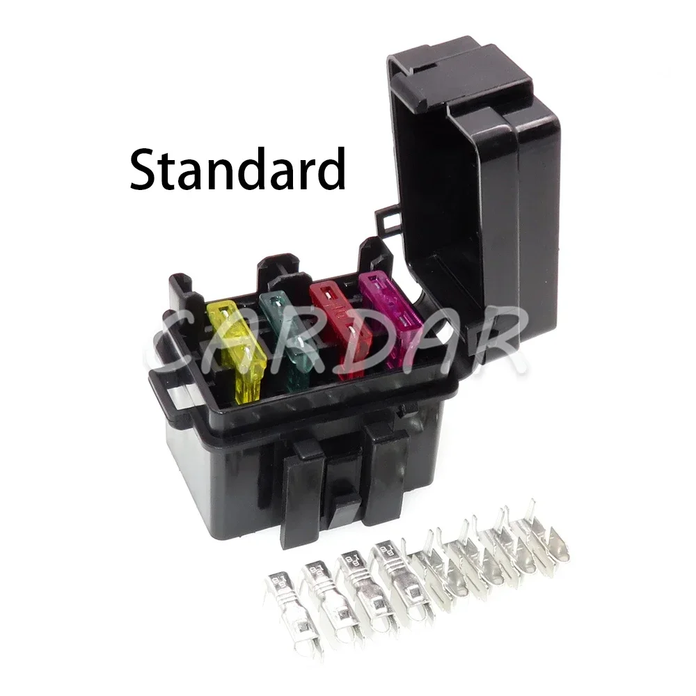 1 Set 4 Way Black Standard Automotive Circuit Controller Box Medium Relay Fuse Box Assembly Car Insurance Fuse Holder