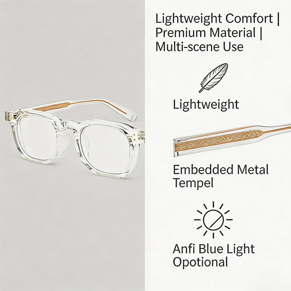 HBK New Style Vintage Glasses Men Women Fashion TR Frame Eyeglass Spring Hinge Eyewear Minimalist Match Ideal Gifts