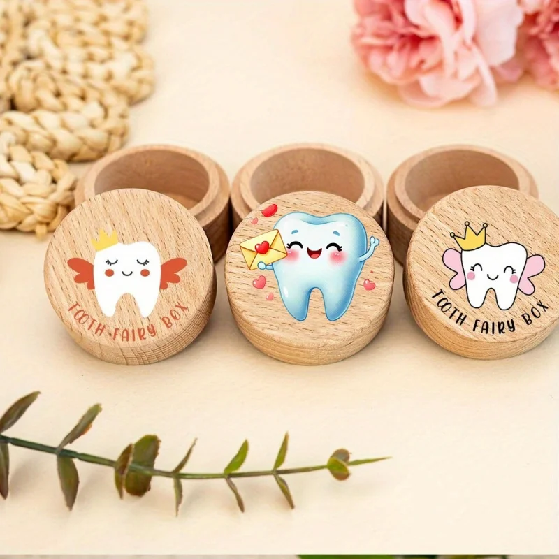 Tooth Fairy Box for Boys and Girls, Wooden Tooth Holder, Keepsake Case for Lost Teeth & First Tooth
