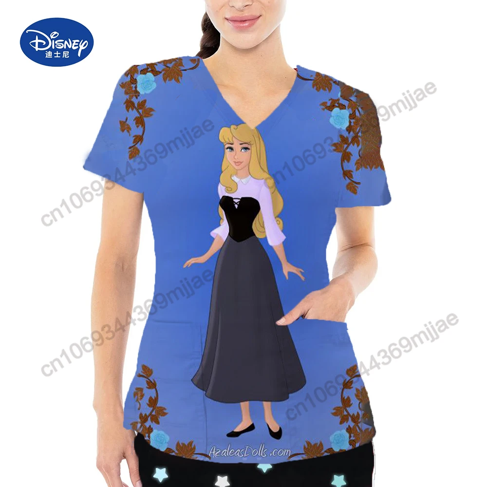 Disney-camiseta feminina de bolso com decote em v, camiseta gráfica feminina, camiseta estética, estilo Y2K, roupas japonesas, Yk2