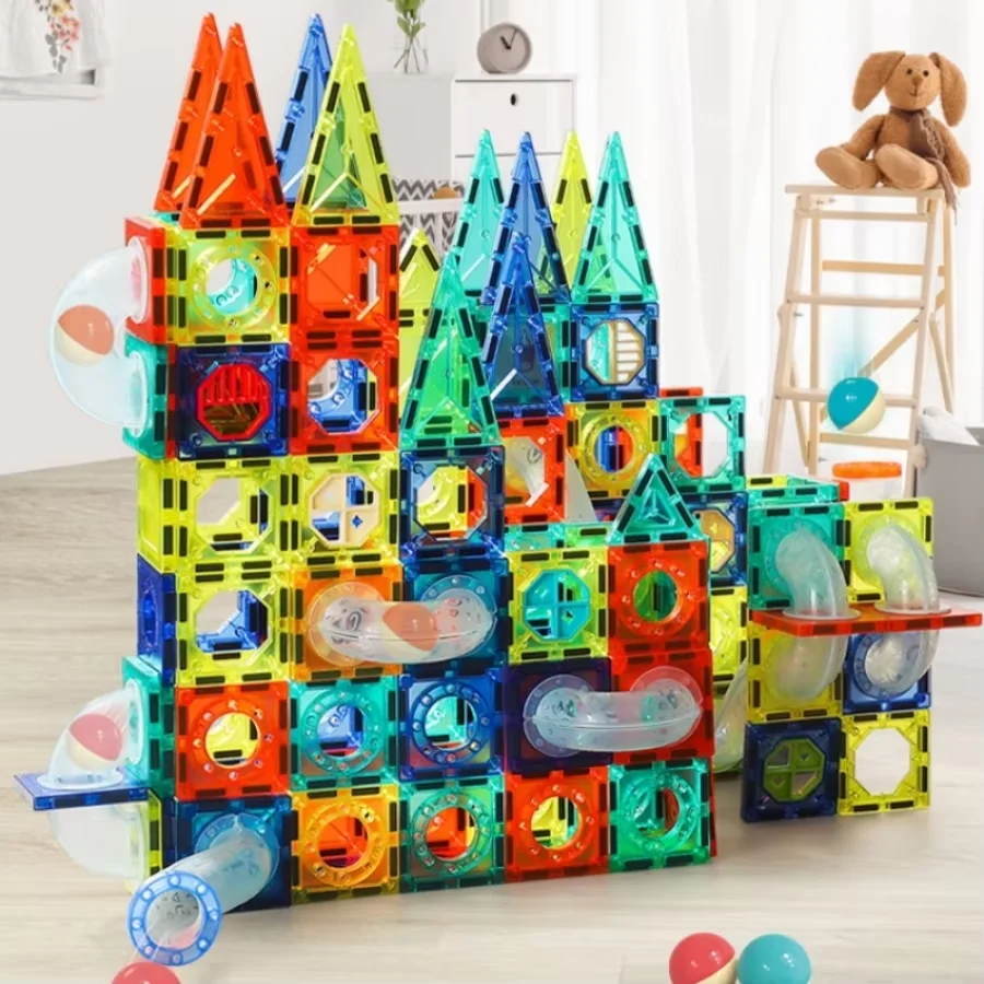 73PCS DIY Ball Bearing Pipe Magnetic Sheet Building Blocks Playset Variety Magnetic Cube Building Blocks Kid Early Education Toy