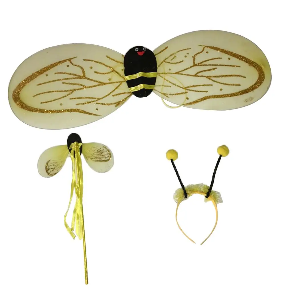 Childs Costume Kit, Bumblebee Fairy Wing Costume for Girls and Toddler, 3 Pieces