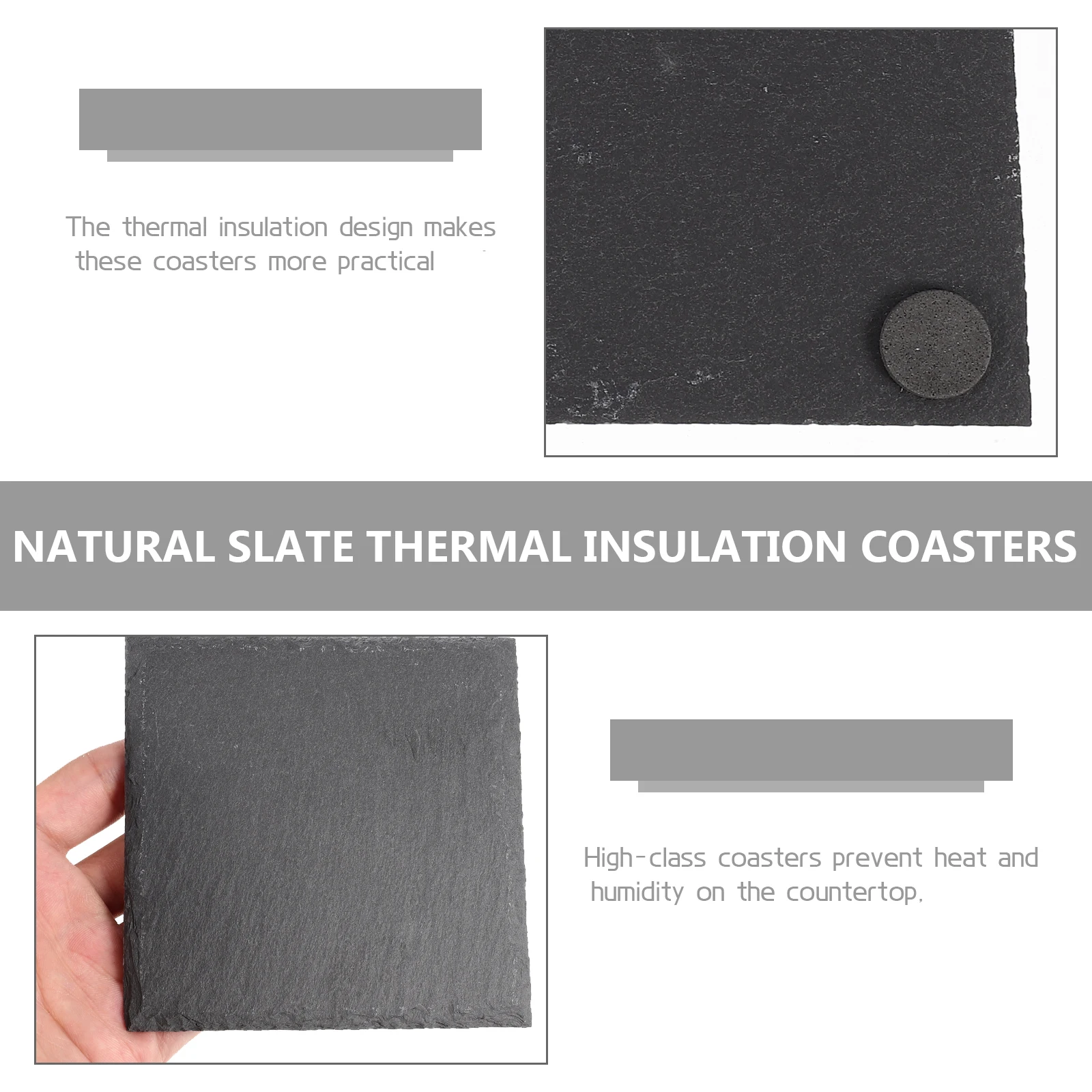 

4Pcs Stylish Cup Mats High-Quality Slate Drink Coasters Decorative Table Protection Accessory