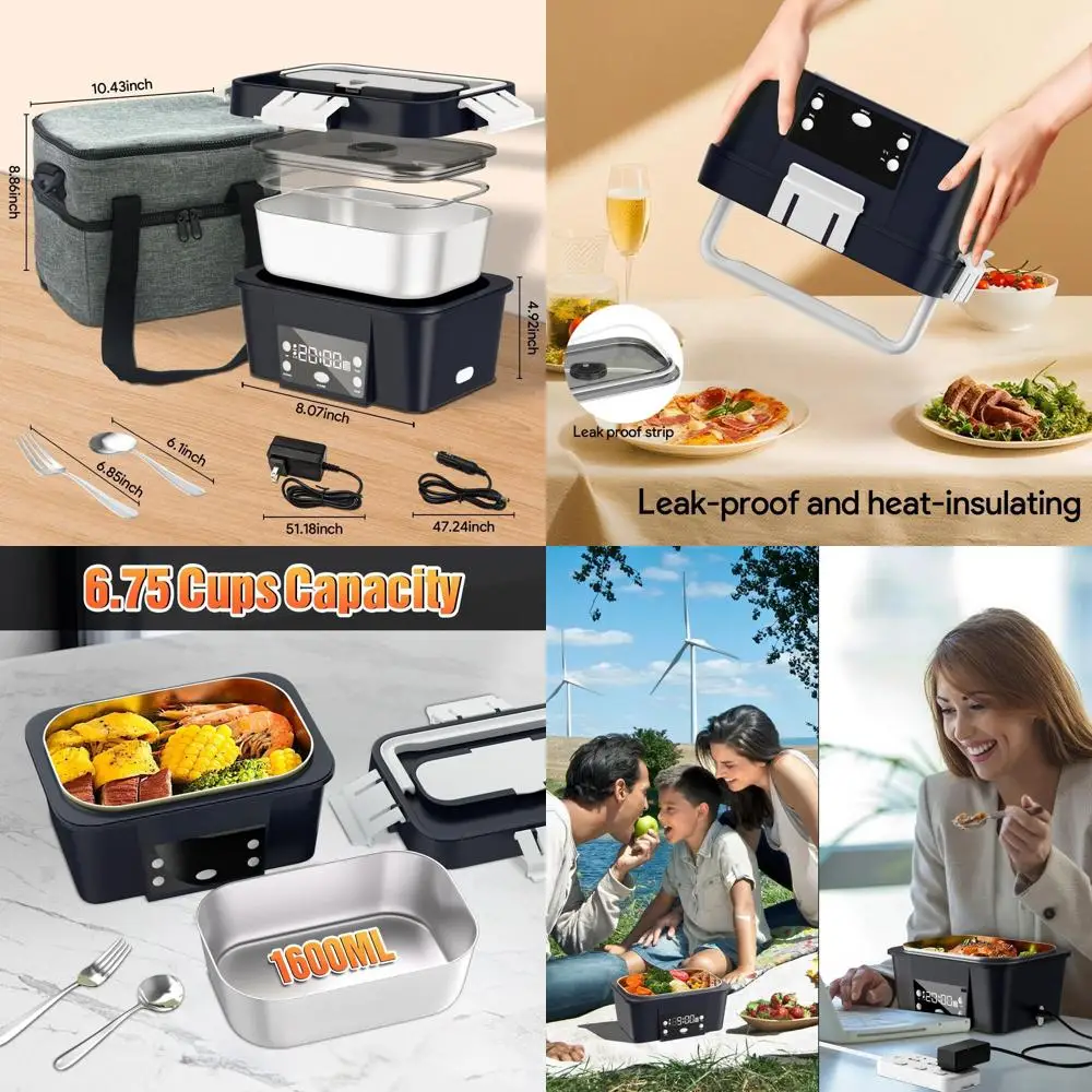 

Portable Rechargeable Food Warmer, 6.75 Cup Capacity, Ideal for Office, Travel, Outdoor Use