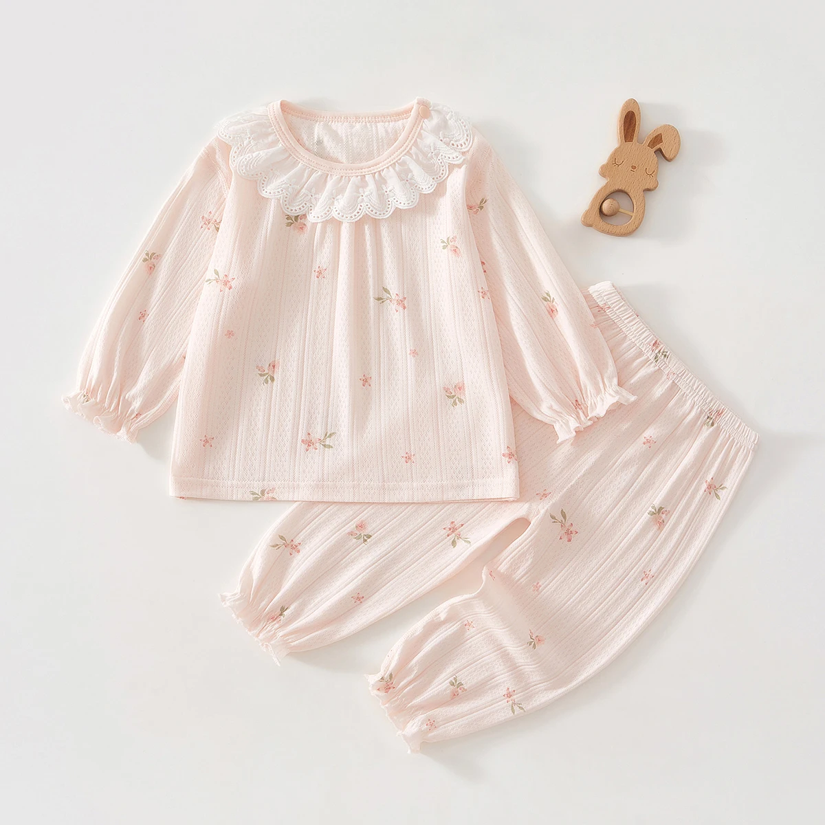 Baby Clothes Summer Outfit for Girls, Class A, 6-12 Months, Infant Air-Conditioning Clothing, Two-Piece Set, Summer Thin Style, Fiber 80