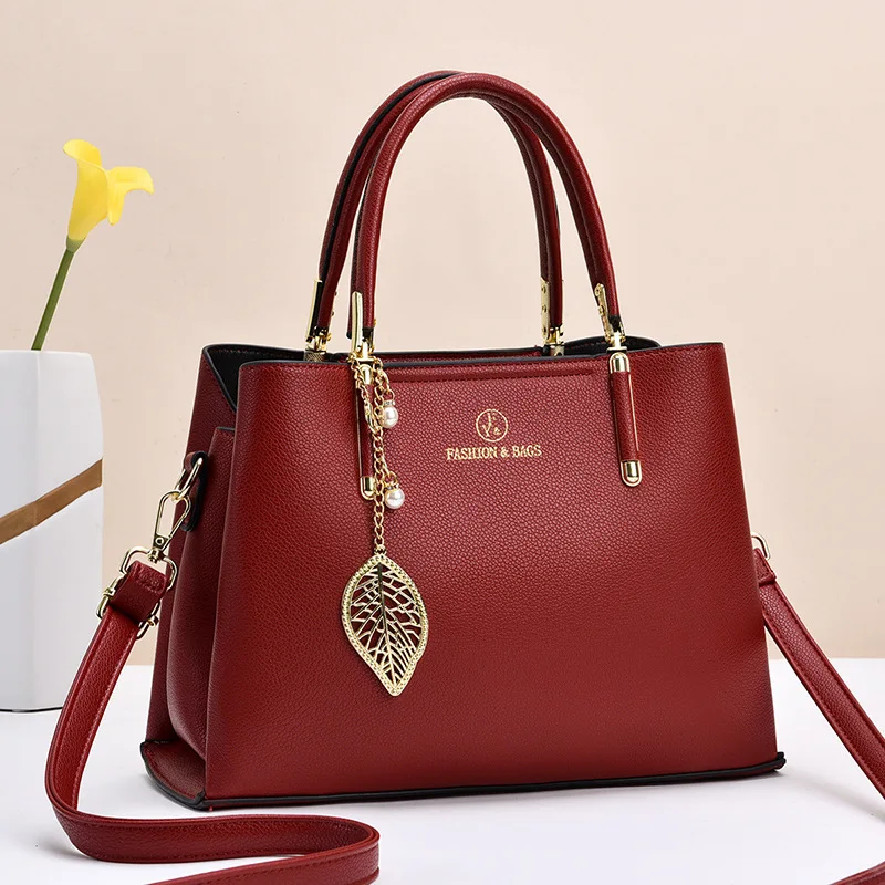 Fashion Solid Color With pearl chain One Shoulder Bag Portable Casual Large Capacity Cross-body Handbag For Women