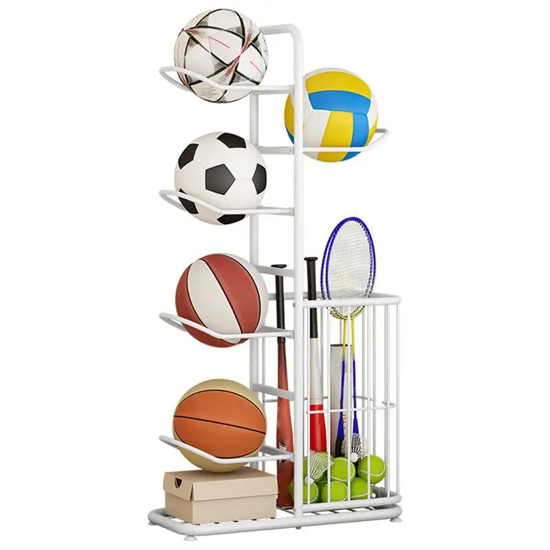 

Ball Rack Vertical Metal Basketball Organizer Multilayer Metal Sports Ball Storage Stand Garage Organizer For Basketball