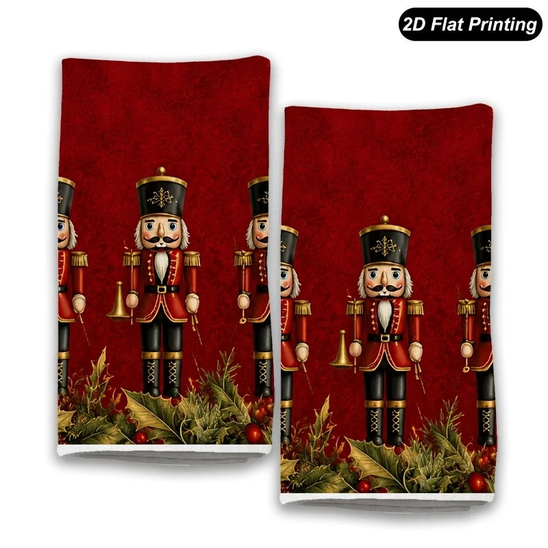 Pack of 2, Farmhouse Style Christmas Nutcracker Kitchen Towels