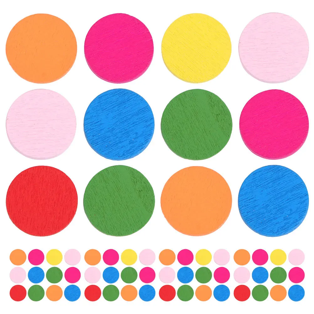 

150pcs Wooden Rounds For Crafts Wood Blanks Kids Learning Math Counters Children Educational Tools Colorful Counting Discs
