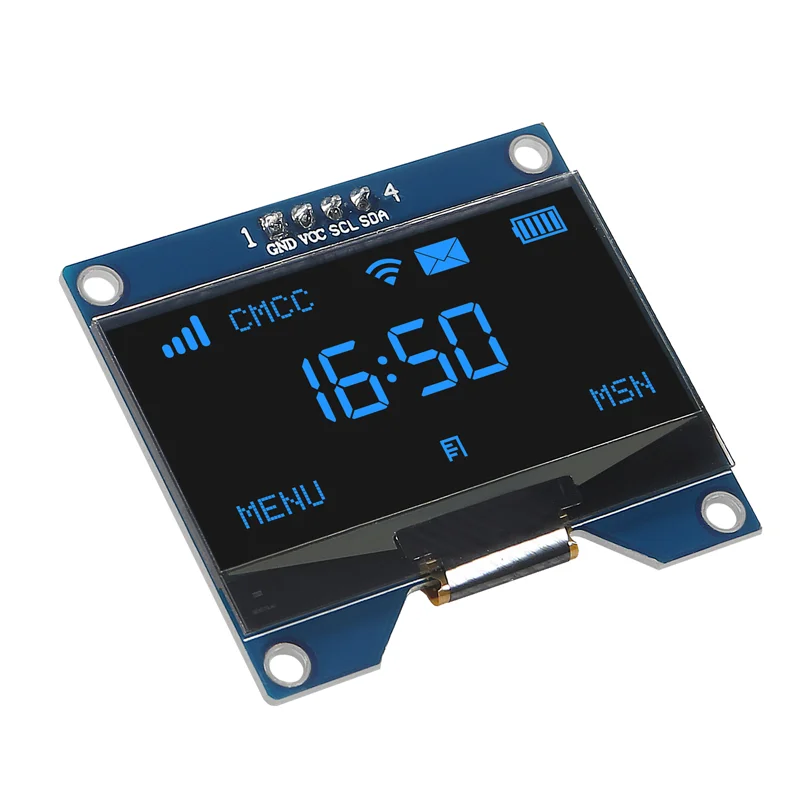 1.54 بوصة OLED وحدة 12864 128x64 SSD1309 سائق IIC I2C واجهة تسلسلية لوحة عرض ذاتية الإضاءة لراسبيري Pi 4 Pin