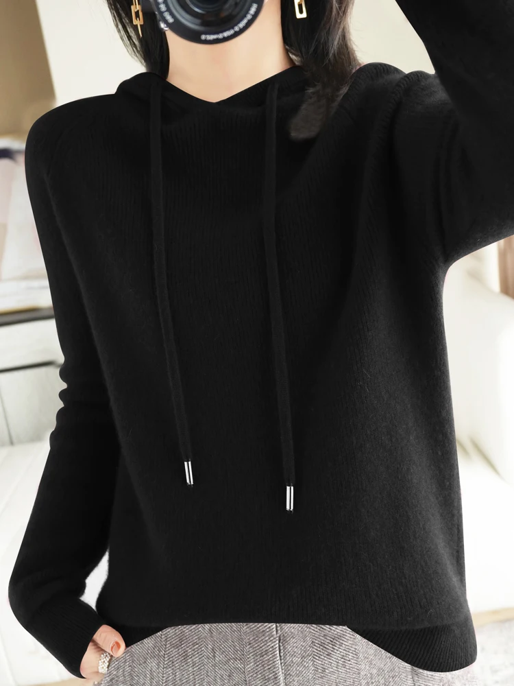 Fashion Basic Autumn Winter Merino Wool Sweater Cashmere Pullover Hoodies Solid Color Soft Long Sleeve Basic Clothing Tops