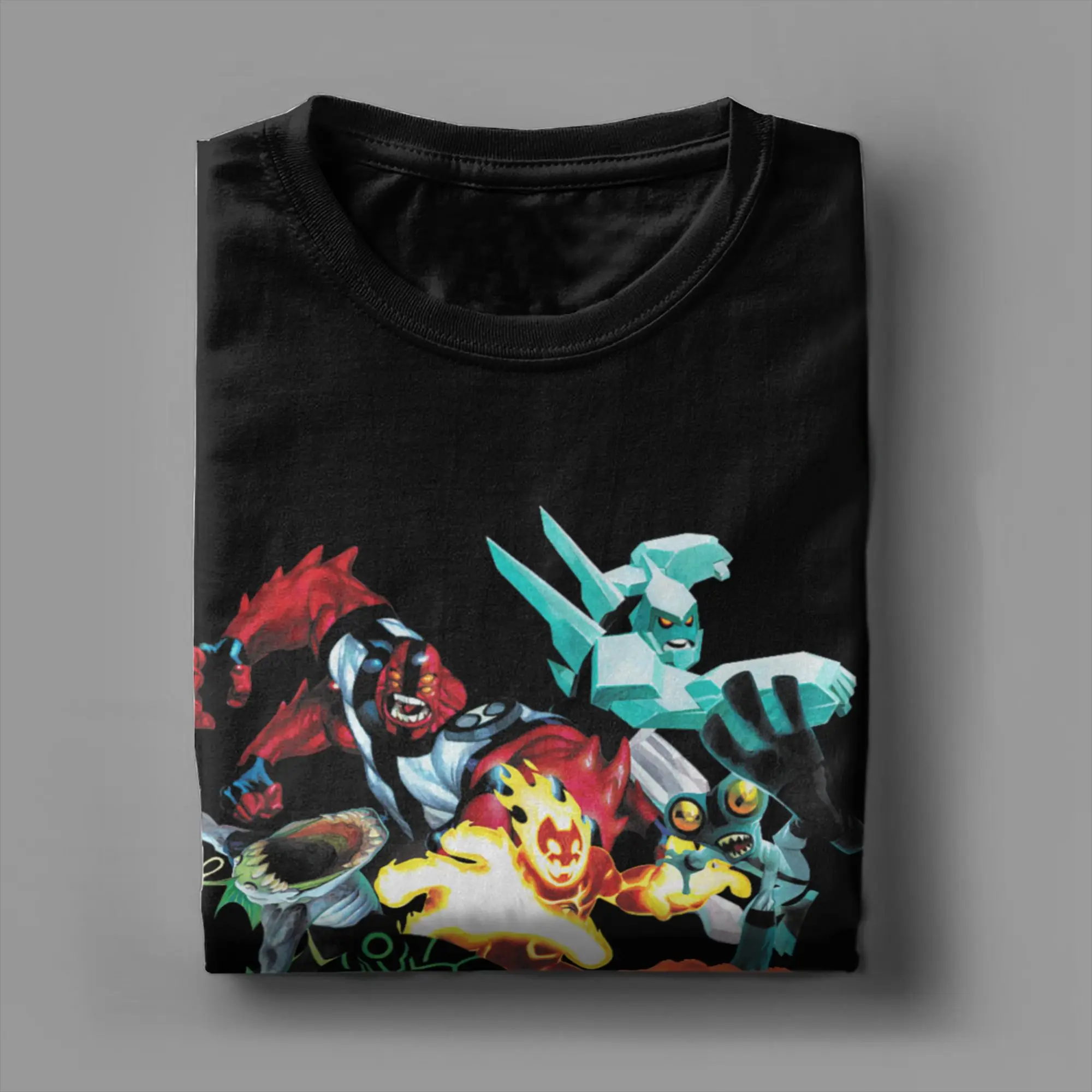 벤 10 에일리언 애니메이션 티셔츠 여름 힙합 티셔츠 남성 코튼 크루넥 플러스 사이즈 티셔츠 반팔 스트릿 스타일 티셔츠