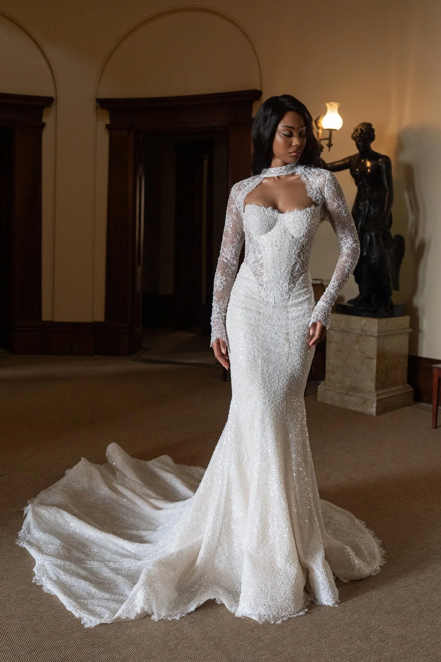 

Temperament Long Sleeves O-Neck Customized Bridal Gowns Classic Appliques Lace Vestido De Novia Dreamy Mermaid Robe de mariée