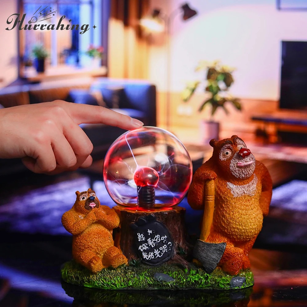 

Bald and Bear Crystal Plasma Light 4 Inch Glass Ball Touch Sensing Science Enlightenment Cool Indoor Table Decoration Ornament