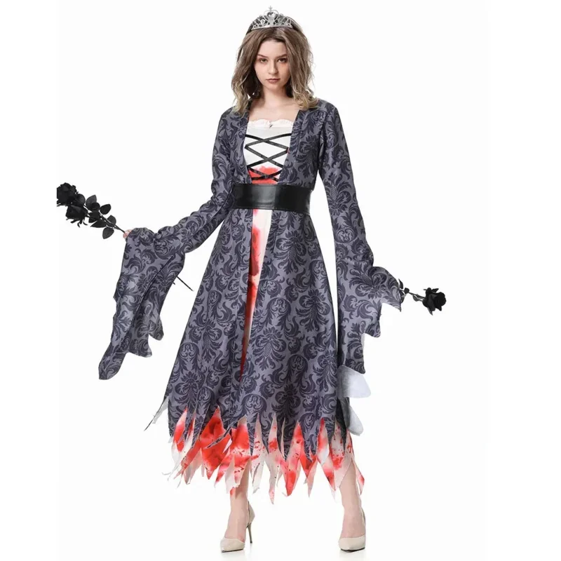 SN88 Zombie Princess Costume for Adult Women Gothic Vampire Costume Fancy Dress Female Scary Halloween Cosplay for Women Zombie