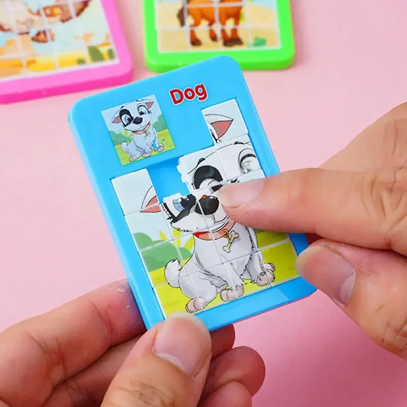10-50 Pcs 7CM Cartoon Animal Puzzle Sliding Puzzle Kids Birthday Party Favors School Kindergarten Prize Guest Goodie Bag Fillers