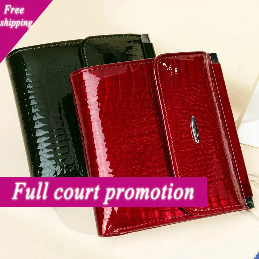 

Cowhide Women's Retro Fashion Alligator Pattern Female Leather Short Clutch Bag Luxury Designer Women Gift Coin Purse