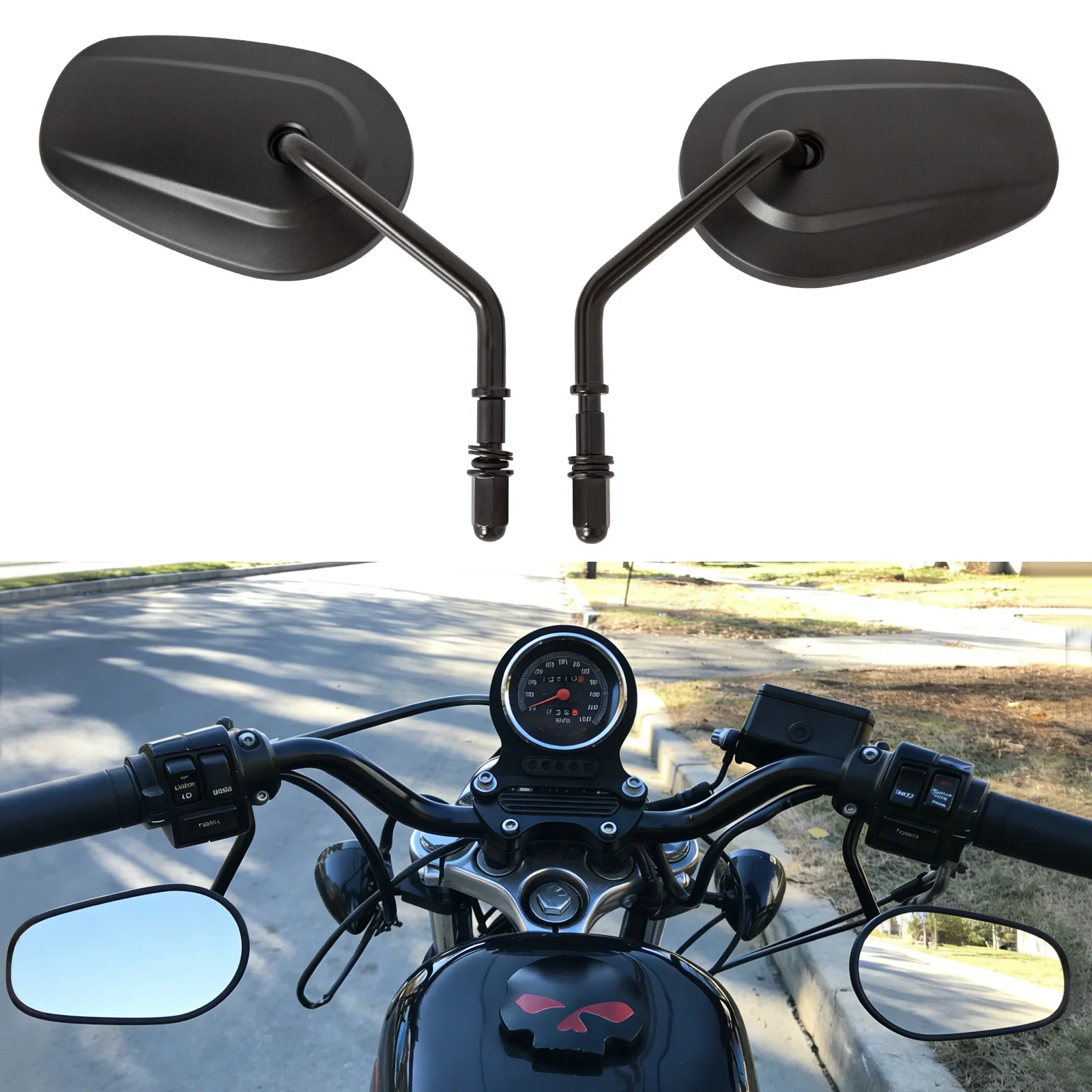 Matte Black Rear View Mirrors 8mm Fit  XL1200L XL883 XL Sportster
