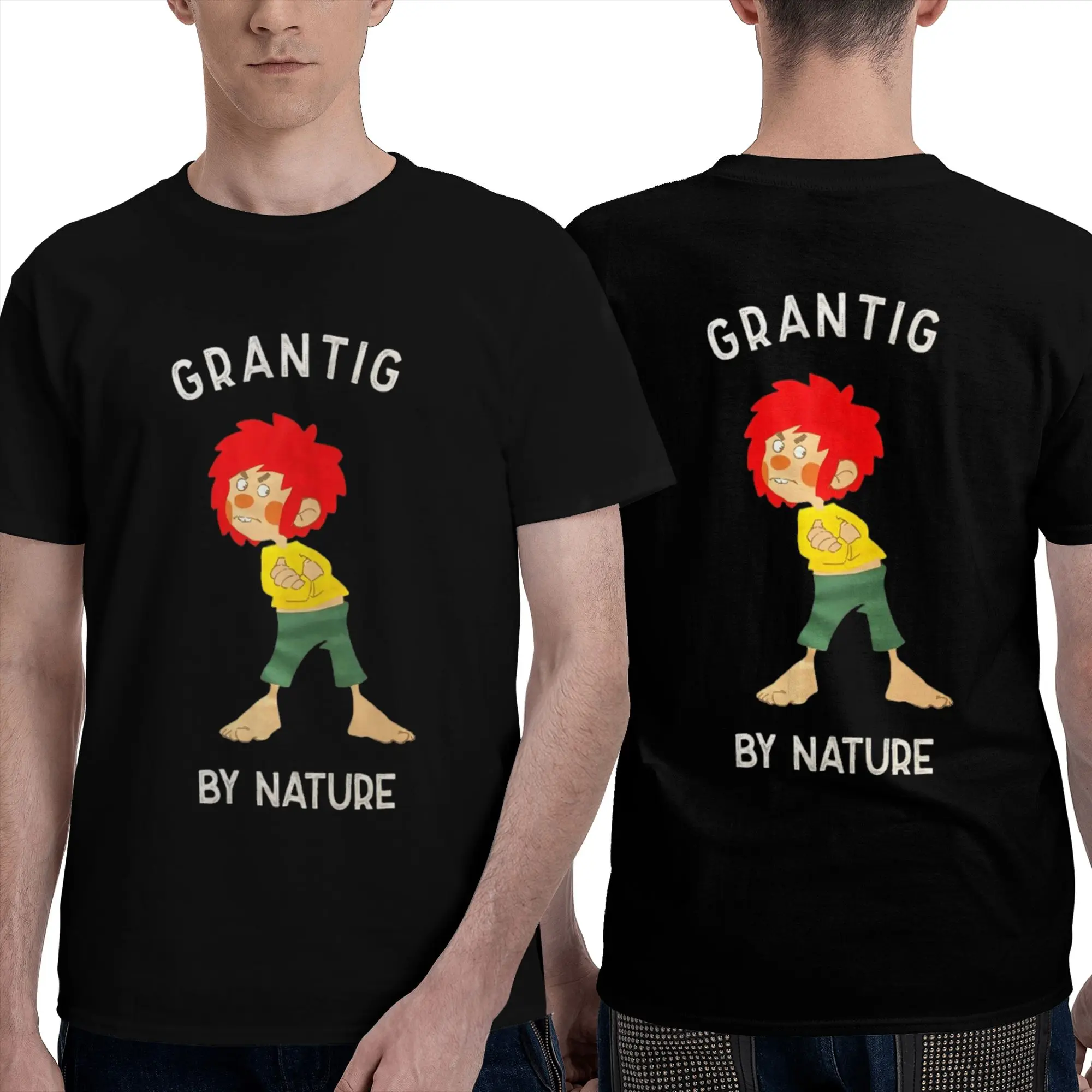 100% Cotton Pumuckl Grantig by nature T-Shirt Men's Double Sided T Shirt Men O-Neck Summer Shirts Tops S-6XL