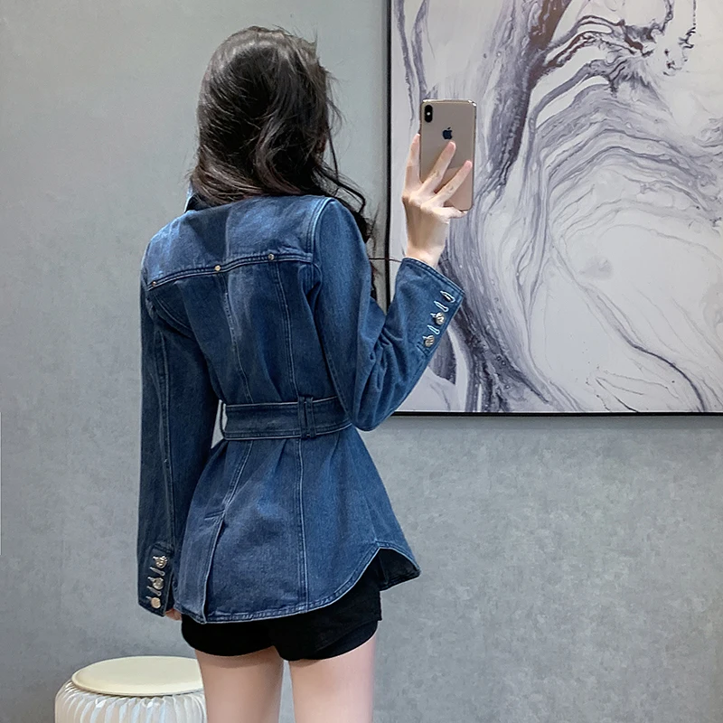 Retro Blue Denim Jacket For Women's Spring And Autumn Design, Loose And Slimming, Versatile And Stylish Top