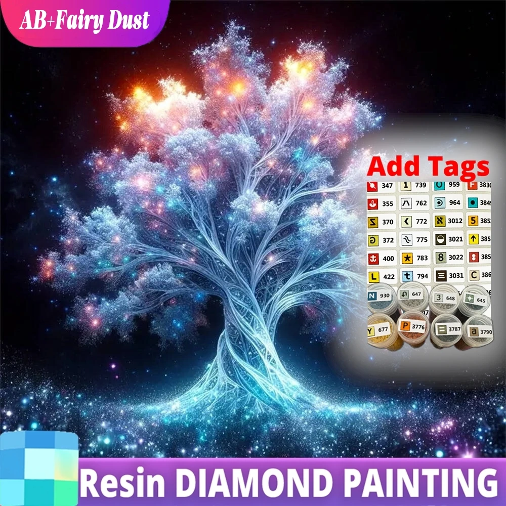 

Resin AB Fairy Dust Diamond Mosaic Tree Of Life Landscape Needlework Painting New Arrival DIY Embroidery Picture Rhinestones Han