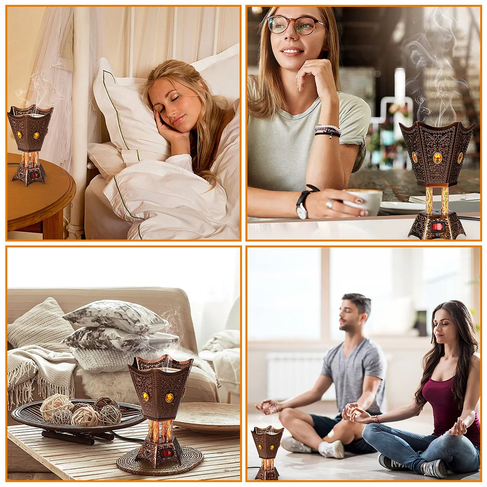 

Electric Bakhoor Burner for Home Censer Plug in Incense Flame Humidifier Insence Vintage Decor