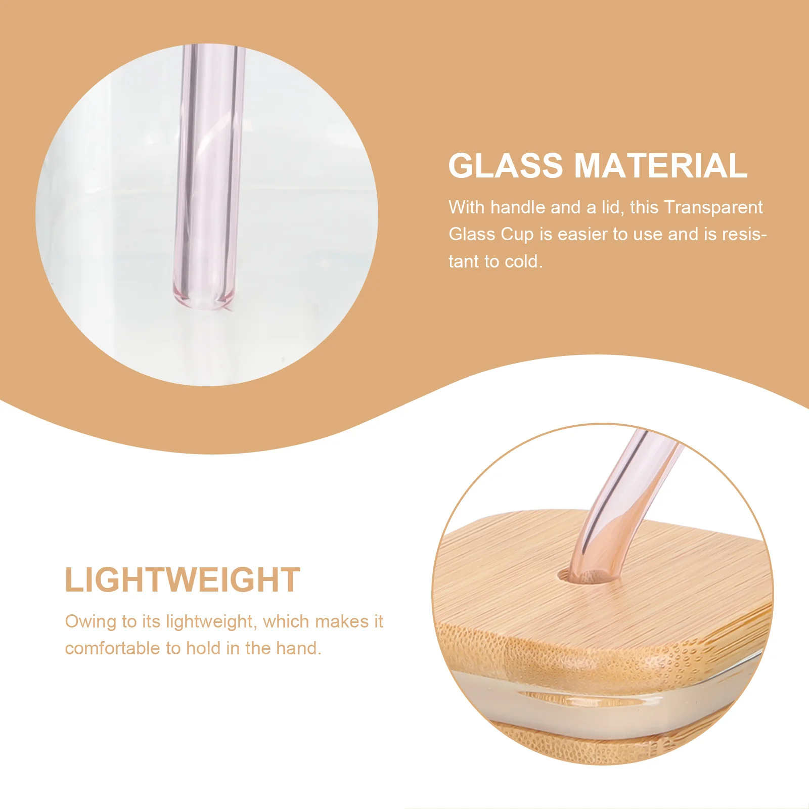 

Стеклянная чашка квадратного дизайна с ручкой, бамбуковая крышка, которую можно мыть в посудомоечной машине, кружка для горячих и холодных напитков, стеклянная чашка, кружка для питья