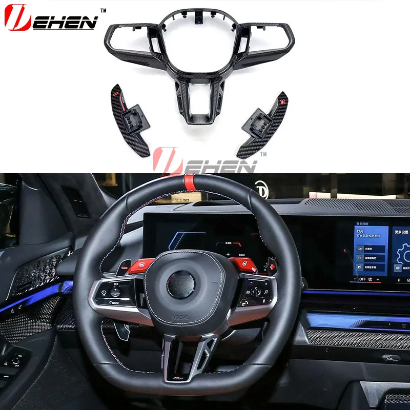 

Carbon Fiber Car Steering Wheel Panel Decoration Cover Trim For BMW New 5 7Series G60 G68 G70 M5 G90 X3M G45 G48 i5 X2 M35i