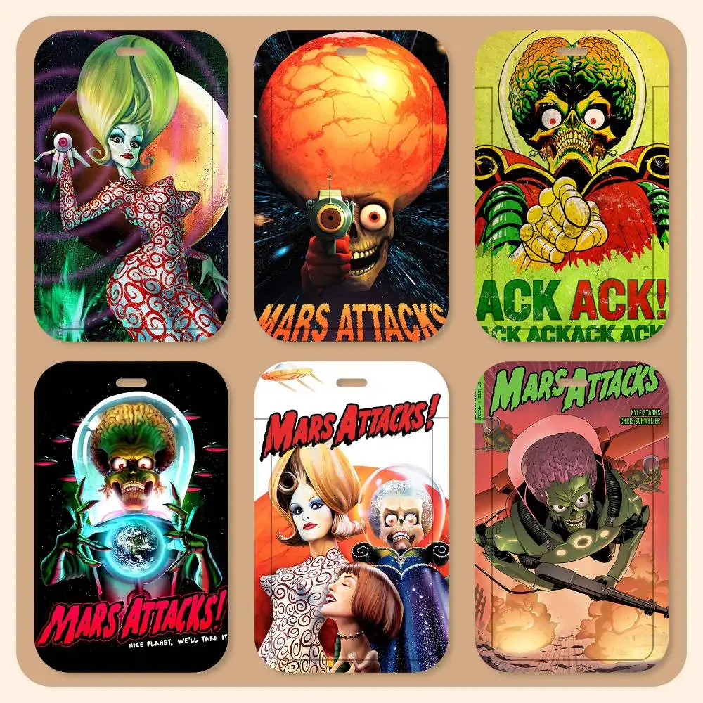 mars attacks  ID Card Holder Neck Strap Pendant Door Badge Holder Lanyards Keychain Work Credential Case Gift