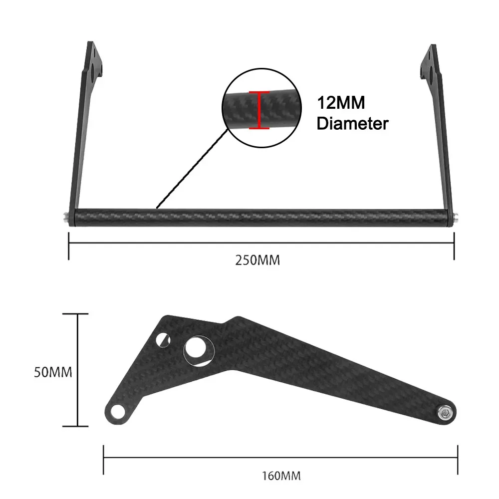 Support en fibre de carbone pour BMW R1250GS, Runder GS, LC Adventure GS, R1250, R1200, 2013-2023, 12mm, GPS, téléphone, navigation rapide, support de montage