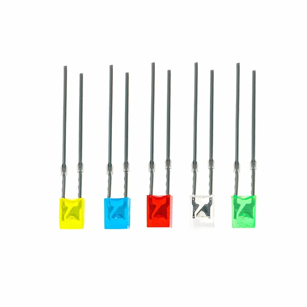 100PCS LEDs kit 2*3*4mm Square LED Diode Combination Package White Green Red Blue Yellow 5 color Led Lights Diodes kit