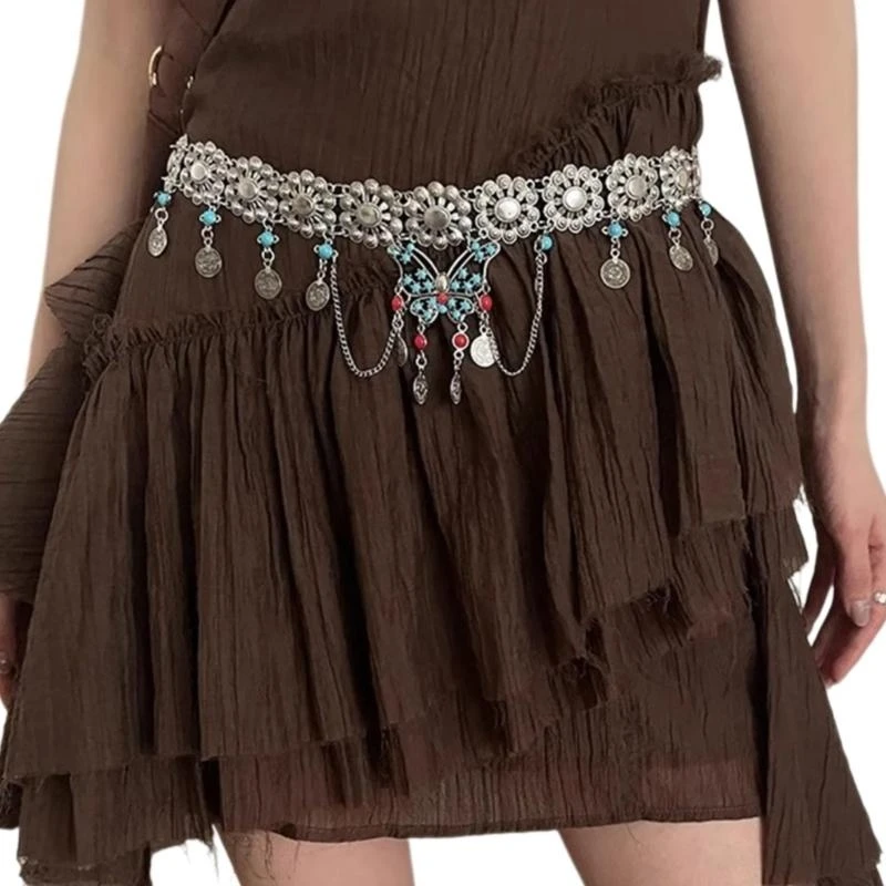 

Hot Girl Modern Belt Chain Metallic Elaborate Butterfly Waist Belt for Dresses Y166