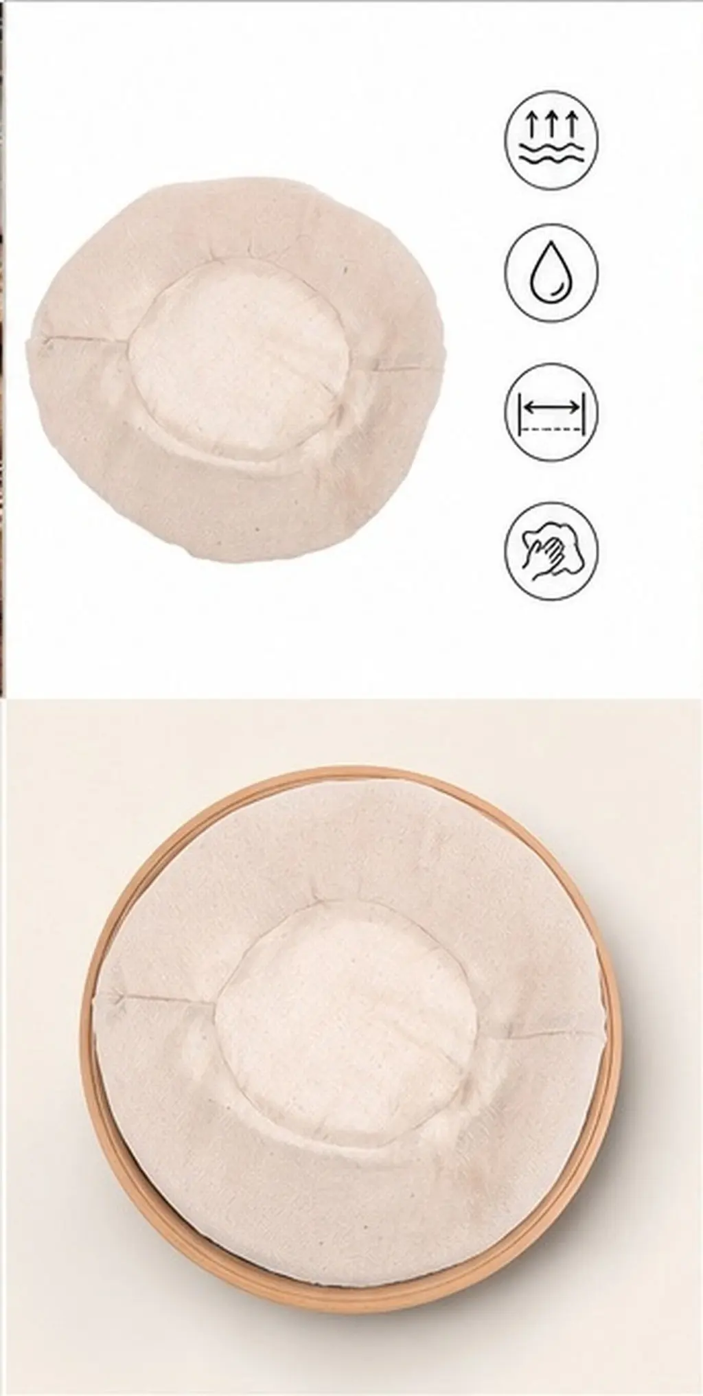 4Pcs Space Saving Cotton Linen Bread Basket Cloth Liners Optimal Air Circulation Dough Proofing Cover 30Cm Round Baking Basket