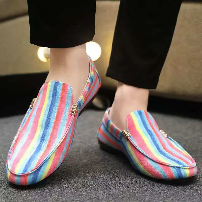 2026 Men's canvas shoes one pair with colorful rubber soles lightweight anti-slip breathable and comfortable casual shoes 39-46