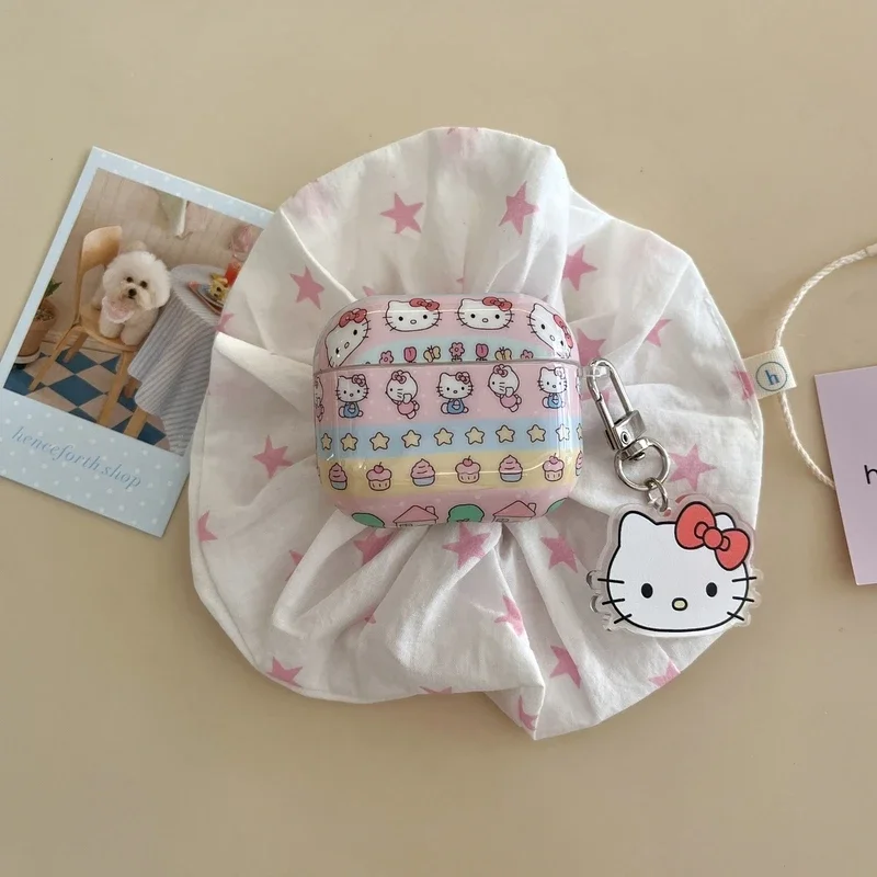 

Милый мультяшный чехол для наушников Sanrio Hello Kitty для Airpods 1, 2, 3, 4 Pro 2, защитный чехол для беспроводной Bluetooth-гарнитуры с подвеской