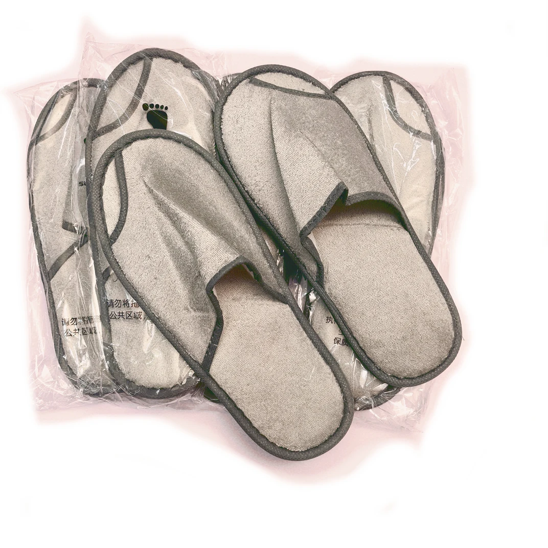 5 Pairs, 7-8mm Thick Non-slip Sole Disposable Fleece Non-slip Portable Hotel Slippers for Travel, Hospital, Home and Outdoor