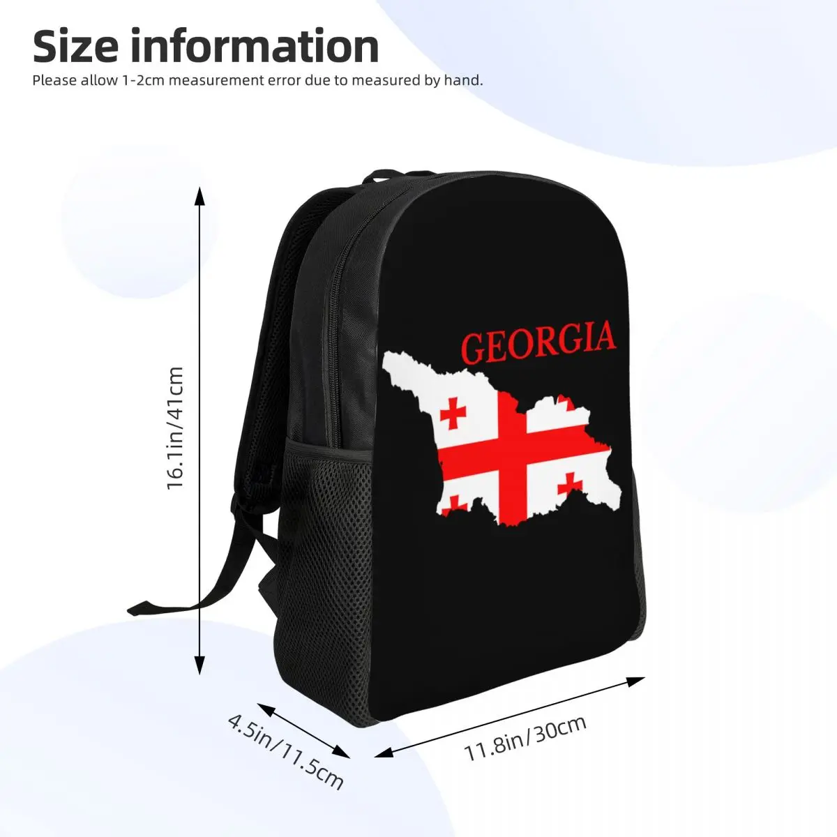 Georgia Country Flag Map Travel Backpack Men Women School Computer Bookbag Georgian Proud Patriotic College Student Daypack Bags