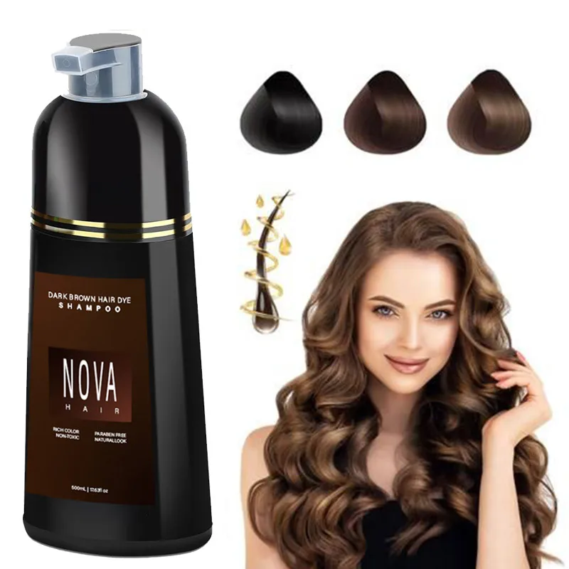 500ml Nova Hair Dyeing Hair Care Shampoo 3-in-1 Natural Fast White Hair Dyed Black Hair Dye Safe Hair Dye Agent Nourishes Scalp