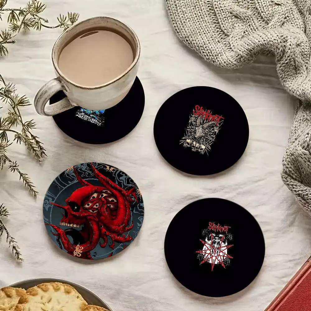 heavy metal band S-slipknotS popular Wooden Coaster Coffee Teacup Decoration Beverage Shop Family Restaurant Cafe Decoration