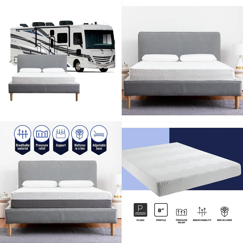 

King Mattress 10 Inch Memory Foam Mattresses with Tencel Cover, Premier Cooling Green Tea Gel Medium Firm Bed Mattress in Box f