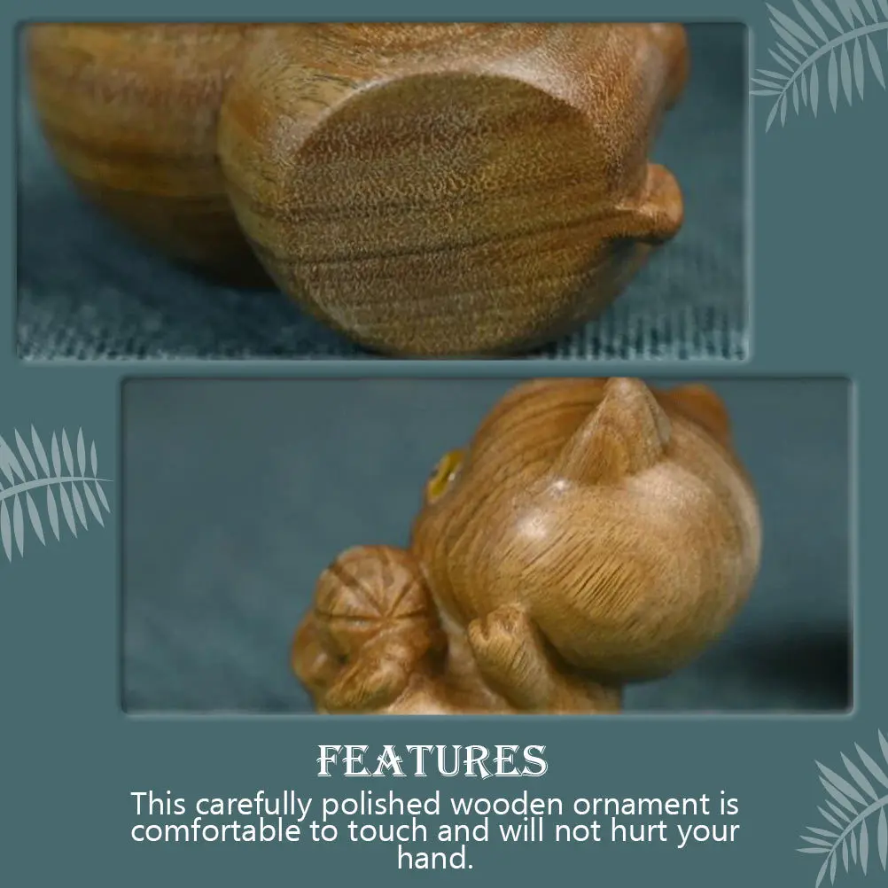 

Wood Carved Cat Sculpture Desktop Decor Handcrafted Wooden Cat Ornament Classic Design Office Home Decoration Home Decor