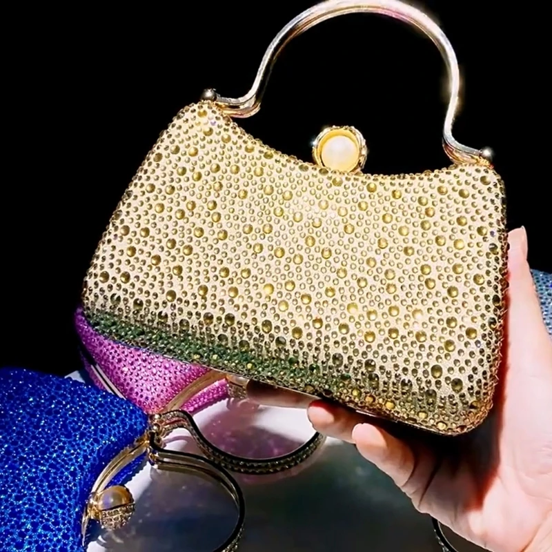 Unique Party Shoulder Bag With Glittering Rhinestones Decoration Fashionable Crossbody Handbag For Special Occasion