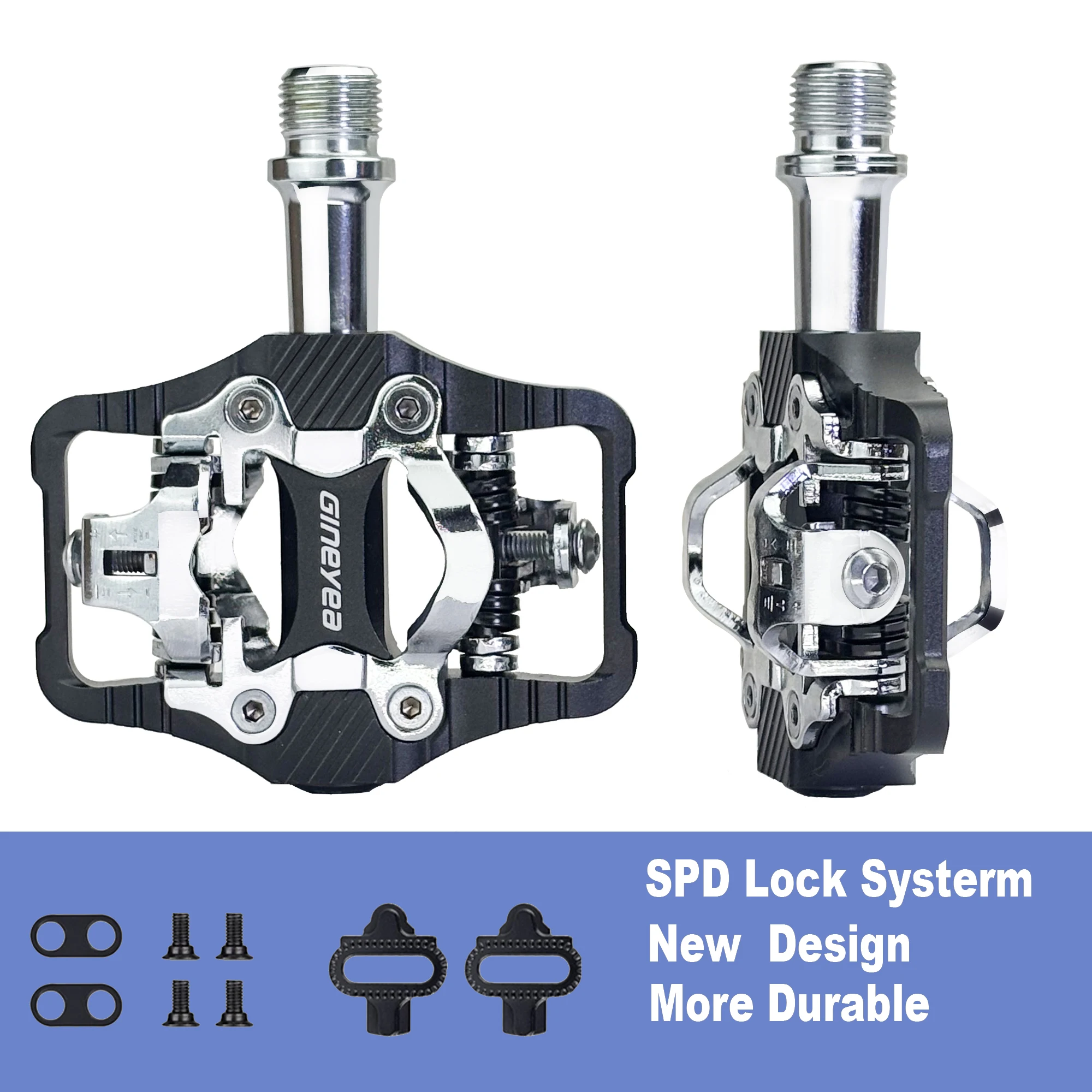 

Gineyea Mountain Bike Clipless Pedals, Sealed Bearing MTB Bicycle clip pedals with cleats compatible with shimano SPD
