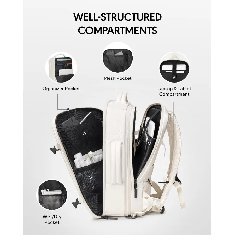 Dinictis فراغ ختم حقيبة السفر 60L المدمج في مضخة حقيبة ظهر قابلة للتوسيع مع ضغط فراغ يناسب 17 بوصة محمول المياه إعادة #4