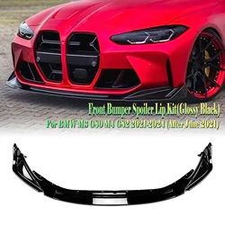 Front Bumper Spoiler Lip For BMW G80 M3 G82 G83 M4 2021 2022 2023 Carbon Fiber Look/Gloss Black Lower Splitter Lip Protector Kit