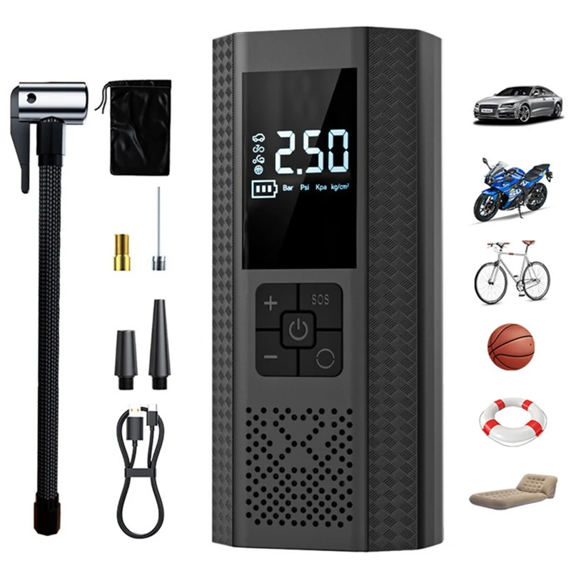 Wireless Car Air Pump 150PSI Electric Tire Inflator Portable Air Compressor for Motorcycle Bike Car Tires And Balls