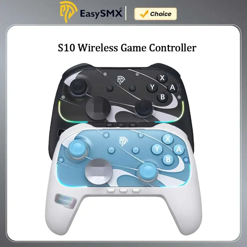 EasySMX S10 Wireless Gamepad TMR Joystick RGB Controller Compatible with Switch 1/2/PC/Phone/TV/Steam, Wake Up, For Pokemon